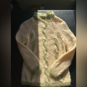 Vintage hand knit mohair blend cable knit sweater.